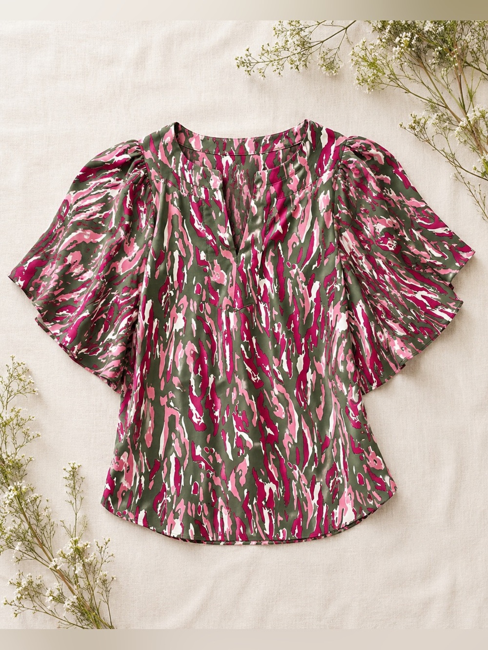 Michelle McDowell Bold Print| Dramatic Sleeve Top | V-Neck | Chic Everyday